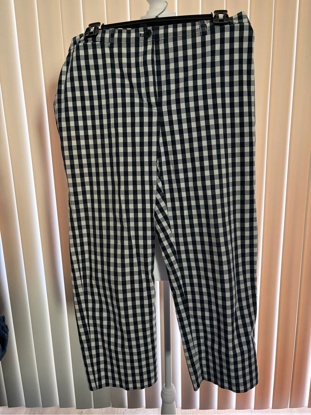 Jones New York Navy and White Gingham Chinos
